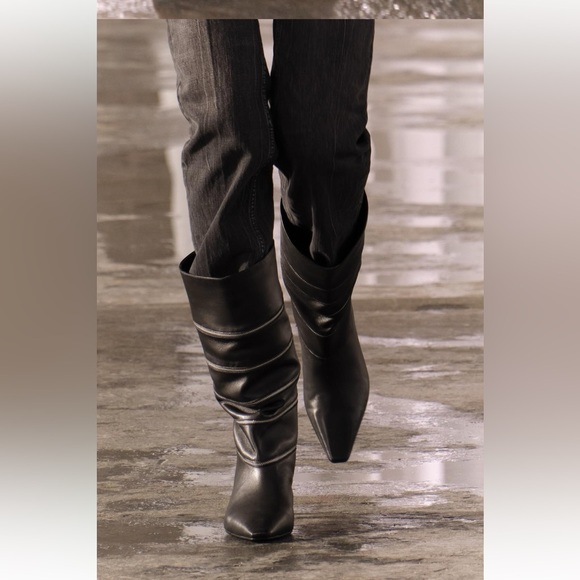 ZARA 100% SOFT LEATHER ZIPPERED BOOTS - Picture 6 of 14